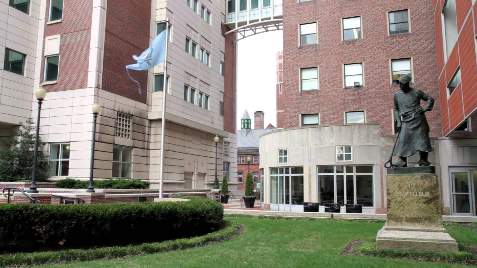 Buildings and statue on Columbia University's campus